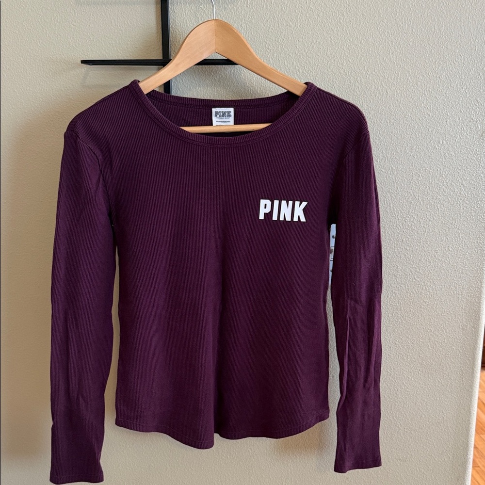 PINK Victoria's Secret Ribbed Long Sleeve Tee - Plum